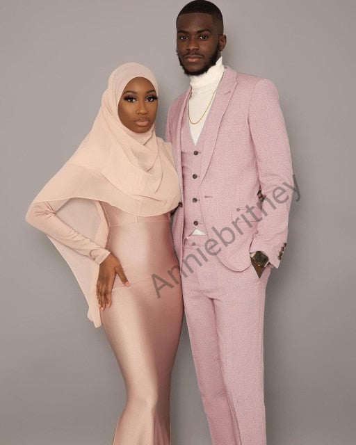 2021 Men Suit Linen Beige For Beach Wedding Casual Man Blazer Custom Groom Tuxedo Jacket Pants Set Mens Suits 3 Pieces