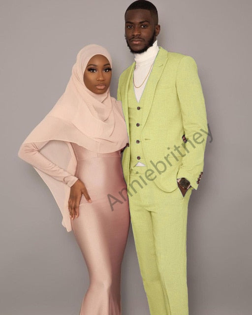 2021 Men Suit Linen Beige For Beach Wedding Casual Man Blazer Custom Groom Tuxedo Jacket Pants Set Mens Suits 3 Pieces