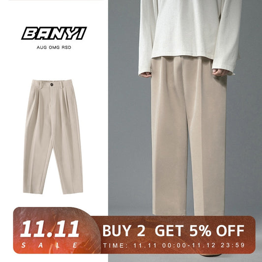 Privathink Solid Color Men's Wide Legs Korean Men Casual Harem Pants 2021 Streetwear Male Trousers 3XL