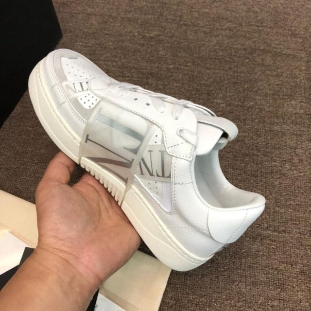 Breathable Summer Women Sneakers Lace-Up Shallow And Flat Platform Women Shoes Stitching Leather Low-cut Leisure Ladies Sneakers