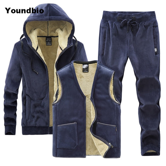 2021 New Men Suit Fleece Two-Piece Tracksuit Suit Leisure Thick Hooded Winter Suit Lamb Velvet Suit Casual Suit Large Size 8Xl