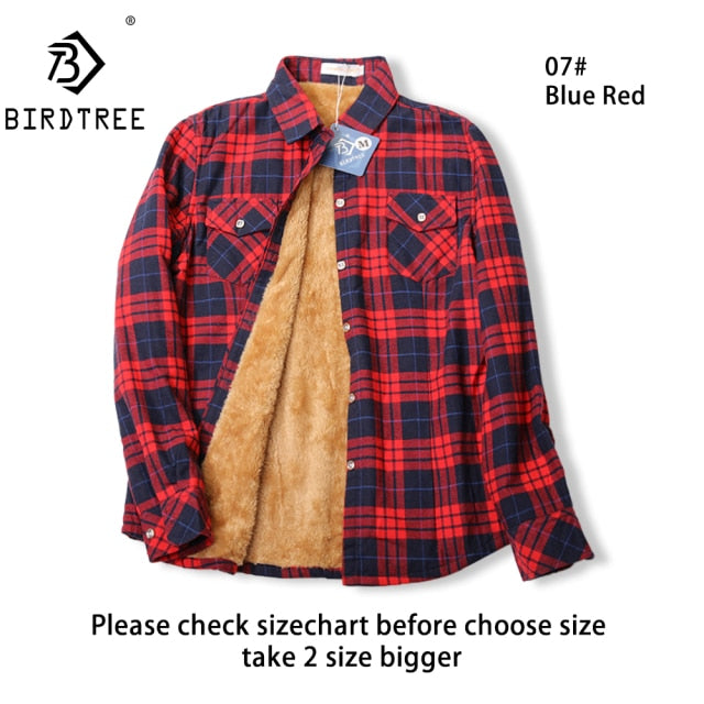 Velvet Thick Warm Women&#39;s Plaid Shirt Female Long Sleeve Tops M-5XL Winter Fleece Casual Check Blouse Autumn Clothes T77710A