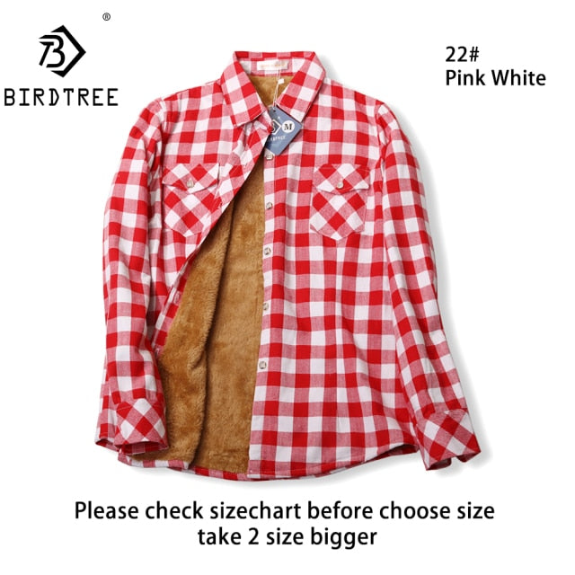Velvet Thick Warm Women&#39;s Plaid Shirt Female Long Sleeve Tops M-5XL Winter Fleece Casual Check Blouse Autumn Clothes T77710A